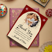 Cream & Red Modern Classic Wedding W Note Bedankkaart