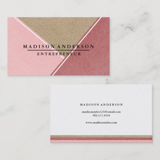 Cream Red & Pink Modern Finance Consultant Visitekaartje (Voorkant / Achterkant)