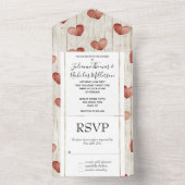 Cream Red Romantic Hearts Wedding All In One Uitnodiging (Binnen)