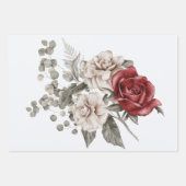 Cream & Red Rose Boho Bloemboeket Inpakpapier Vel (Voorkant 2)
