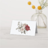 Cream & Red Rose Boho Bloemboeket Plaatskaartje (Voorkant)