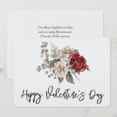 Cream & Red Rose Boho Bloemboeket Valentijns Notitiekaartje (Voorkant / Achterkant)