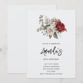 Cream & Red Rose Boho Bloemen Boeket Verjaardag Kaart (Voorkant / Achterkant)