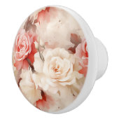 Cream Red Rose Floral Keramische Knop (Rechts)