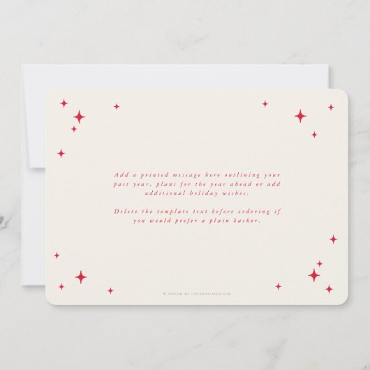 Cream + Red Season's Greetings Retro Stars Flat Feestdagenkaart (Achterkant)