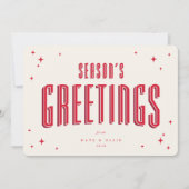 Cream + Red Season's Greetings Retro Stars Flat Feestdagenkaart (Voorkant)