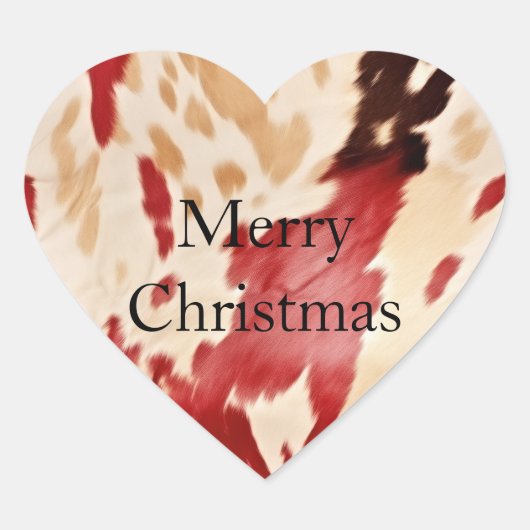 Cream Red Western Koeienhuid gepersonaliseerde naa Hart Sticker (Voorkant)