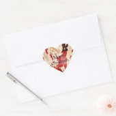 Cream Red Western Koeienhuid gepersonaliseerde naa Hart Sticker (Envelop)