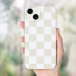 Cream Retro Check Case-Mate iPhone 14 Hoesje<br><div class="desc">Trendy boho dambord print telefoonhoes in ivoor en witte kleuren. Gebruik de ontwerpgereedschappen om je eigen monogram,  naam of andere tekst toe te voegen,  of verander de achtergrondkleur in creëer een unieke apparaatcover.</div>