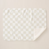 Cream Retro Check Sherpa Deken (Voorkant (horizontaal))