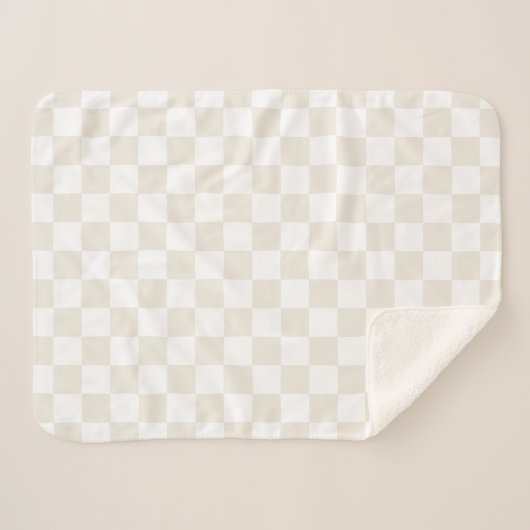 Cream Retro Check Sherpa Deken (Voorkant (horizontaal))