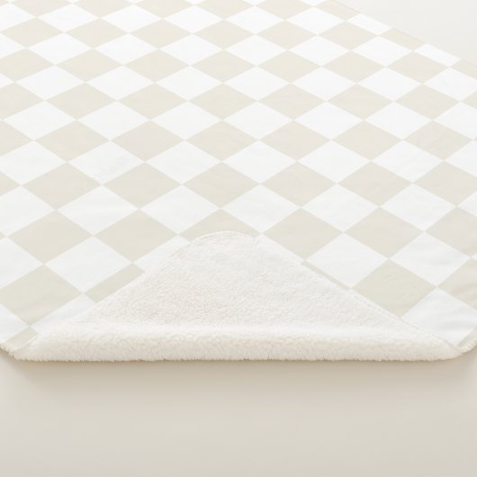 Cream Retro Check Sherpa Deken (3/4)