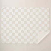 Cream Retro Check Sherpa Deken (Voorkant (horizontaal))