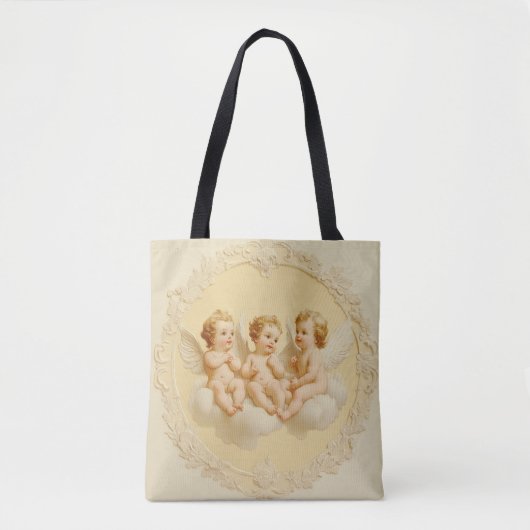 Cream Rococo Cherub Cloud Canvas tas (Voorkant)