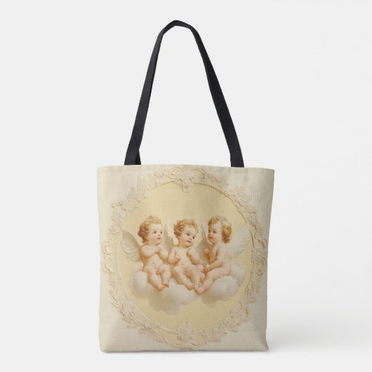 Cream Rococo Cherub Cloud Canvas tas (Achterkant)