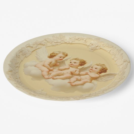  Cream Rococo Cherub Cloud Paper Bord (Gekanteld)