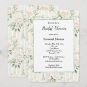 Cream Roos Bloemen Romantische Stripes Vrijgezelle Kaart (Voorkant / Achterkant)