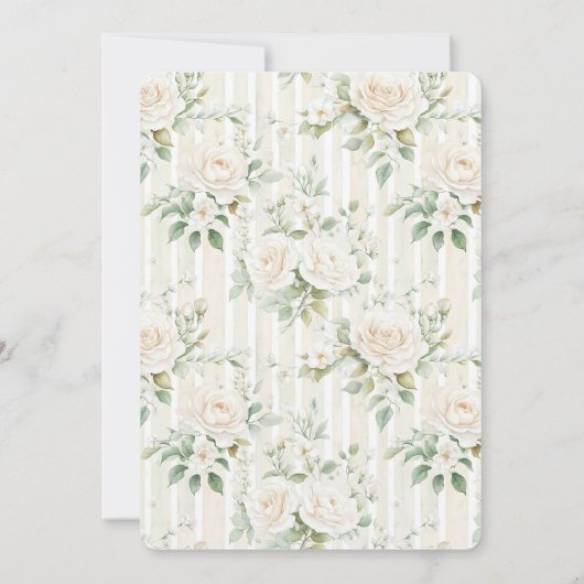Cream Roos Bloemen Romantische Stripes Vrijgezelle Kaart (Achterkant)