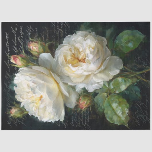 Cream Roos Bloom Decoupage Tissuepapier (Voorkant)
