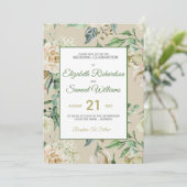 Cream Roos Bud Hydrangea Waterverf Klassieke Kaart (Staand voorkant)