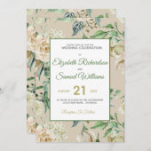 Cream Roos Bud Hydrangea Waterverf Klassieke Kaart (Voorkant / Achterkant)