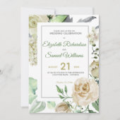 Cream Roos Bud Hydrangea Waterverf Klassieke Kaart (Voorkant)