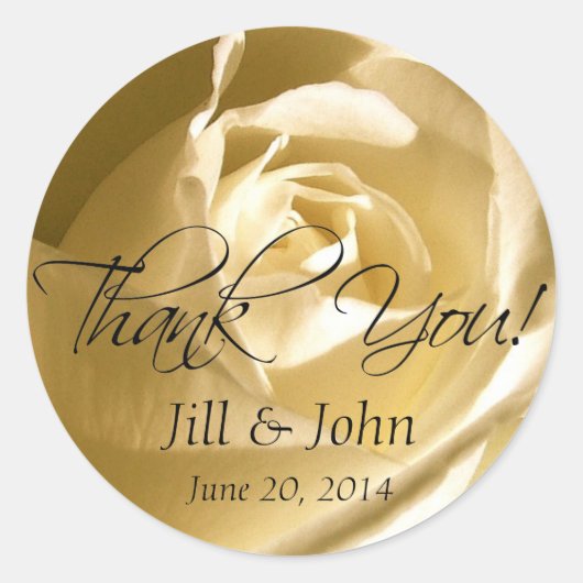 Cream Roos Dank u bruiloft gunst Stickers (Voorkant)