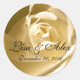 Cream Roos Foto Save the Date Wedding Stickers