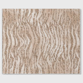Cream Roos Gold Glitter Zebra Print Cadeaupapier (Vlak)
