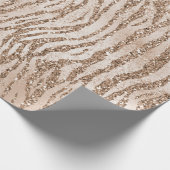 Cream Roos Gold Glitter Zebra Print Cadeaupapier (Hoek)
