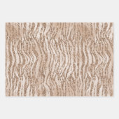 Cream Roos Gold Glitter Zebra Print    Inpakpapier Vel (Voorkant)