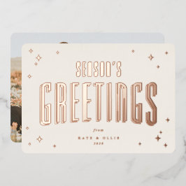 Cream+Roos Gold Season's Greetings and Stars Foto Folie Feestdagenkaart