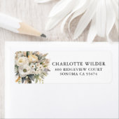 Cream Roos gouden bloemen retour adreslabel Etiket (Insitu)