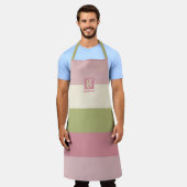 Cream Roos Green Color Palette Stripes Monogram Schort (Gedragen)