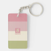Cream Roos Green Color Palette Stripes Monogram Sleutelhanger (achterkant)