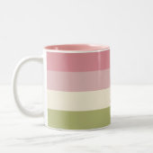 Cream Roos Green Color Palette Stripes Monogram Tweekleurige Koffiemok (Links)