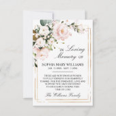 Cream Roos & Green Leaders Sympathie Memory Bedankkaart (Voorkant)