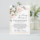 Cream Roos & Green Leaders Sympathie Memory Bedankkaart (Staand voorkant)