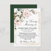 Cream Roos & Green Leaders Sympathie Memory Bedankkaart (Voorkant / Achterkant)