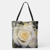 Cream Roos Grote Canvas tas (Achterkant)