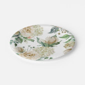 Cream Roos Hydrangea Beige Waterverf Papieren Bordje (Gekanteld)