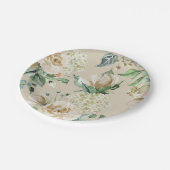 Cream Roos Hydrangea Beige Waterverf Papieren Bordje (Gekanteld)