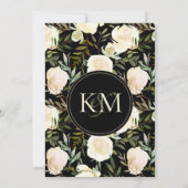 Cream Roos Monogram Weddenschap Kaart (Achterkant)