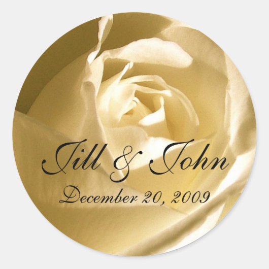 Cream Roos Namen Bruiloft Favor Sticker (Voorkant)