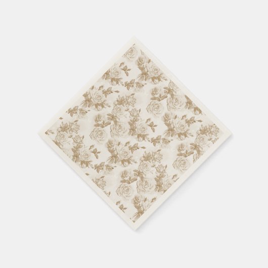Cream Roos Pattern Servet (Hoek)
