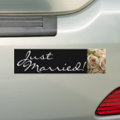 Cream Rose Bouquet - Gewoon gehuwde biumpersticker Bumpersticker (Op auto)