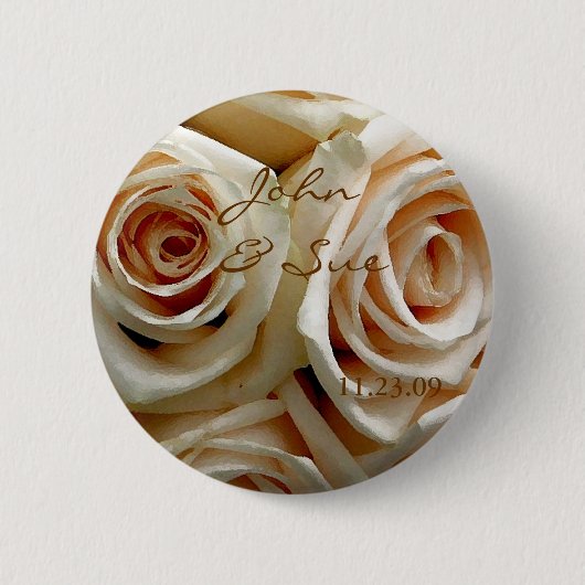 Cream Rose Bouquet - Ronde Button (Voorkant)