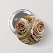 Cream Rose Bouquet - Ronde Button (Voorkant /achterkant)