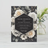 Cream Rose Woodland Wedding Kaart (Staand voorkant)