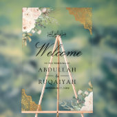 Cream Roses Gold Lace Muslim Wedding Welcome Acryl Bord (Neutraal)